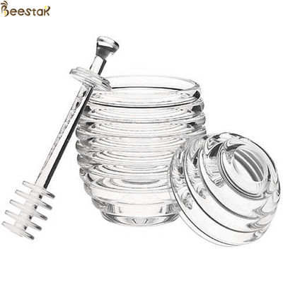 感動的な棒の水晶小型蜂蜜の瓶が付いている2つのタイプ透明な蜂の蜂蜜の鍋そしてスプーン
