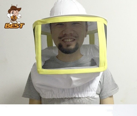 柔らかくて固い 白い四角形の ミツバチのベールと丸い帽子 快適で透ける ミツバチの衣装